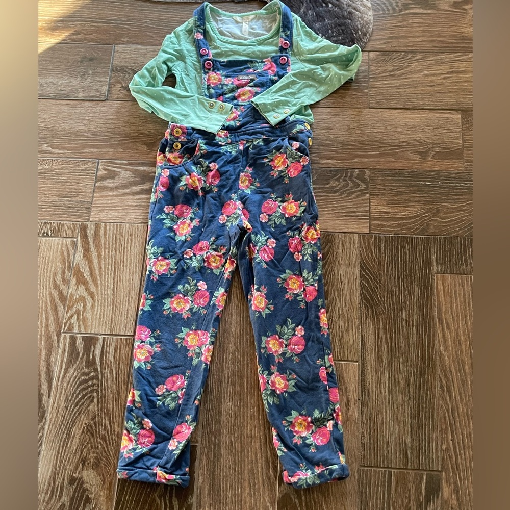 Matilda Jane Wildest Dream floral overalls and matching shirt size 10